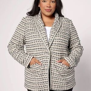 EUC- Isaac Mizrahi Live! Novelty Tweed One Button Blazer Blazer